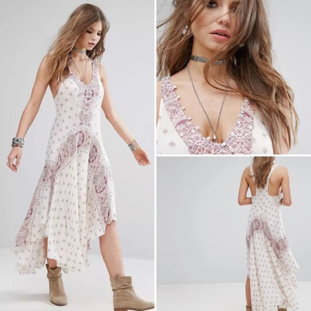 NWOT Free People Faithfully Yours Printed Slip Dress
